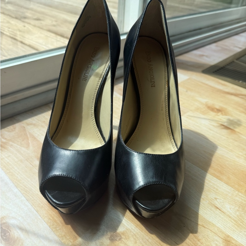 Enzo Angiolini Black Peep Toe Heels